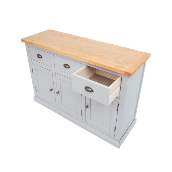 Cabinet Bits Loreo Light Grey 3 Drawer 3 Door Sideboard Brass Cup Handle