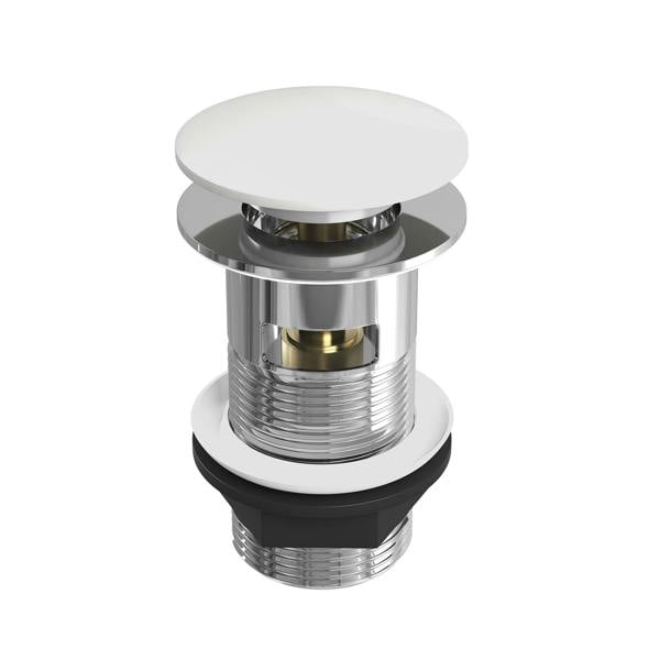 Flode Ceramic Push Button Click-Clack Basin Waste - Slotted - G1 1/4" - Porcelain White Finish
