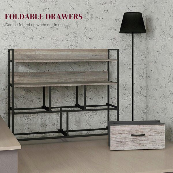 Wyld Haus Rimo Fabric And Wood Grey Wood Effect 5 Drawer Rustic Storage Chest