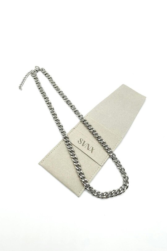 SVNX Woven Chain Necklace in Silver