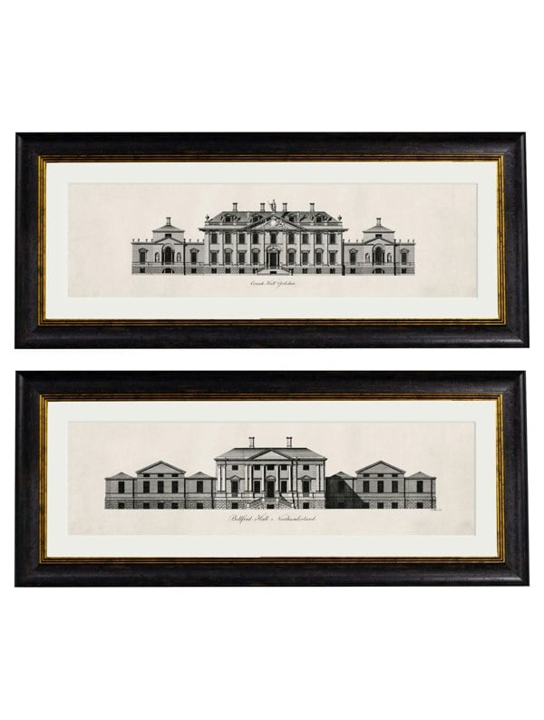 Exceptional Art c.1737 Architectural Elevations of Stately Homes