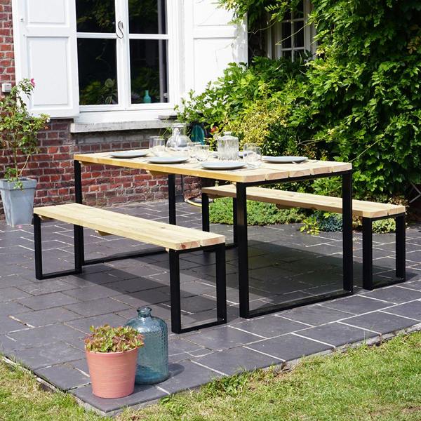 Cerland Blakea Garden Dining Set 6 Seater 1.8m Modern Wooden Furniture Set