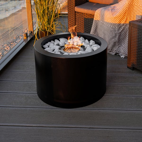 BIOFireplacesGMT Freestanding Bio Fireplace Moon Black Matt Ventless
