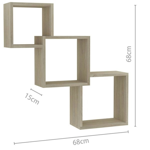 Berkfield Cube Wall Shelf Sonoma Oak 68x15x68 cm Engineered Wood