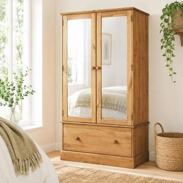 Core Products Cotswold 2 Door & 1 Drawer Mirrored Wardrobe