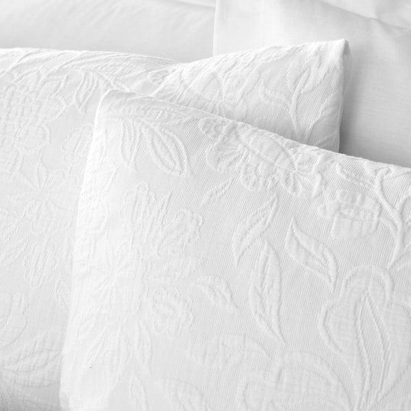 Bianca Fleur Matelasse Jacquard 200 Thread Count Cotton Duvet Cover Set White