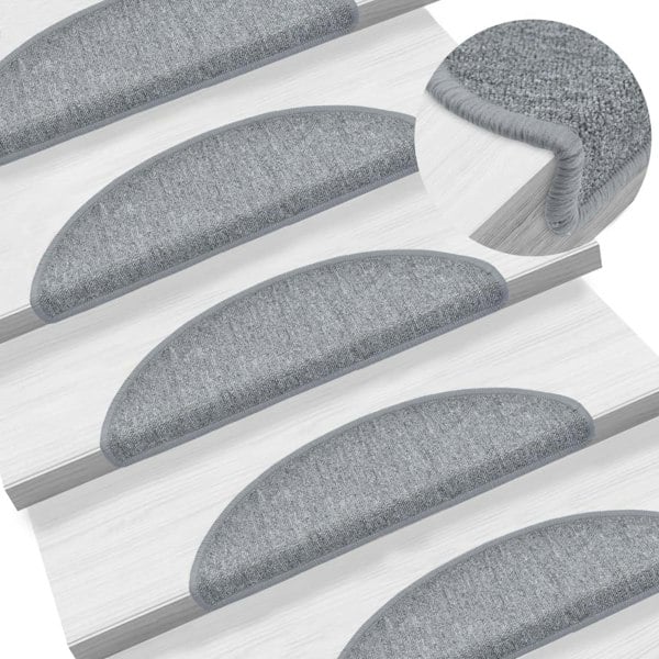 Berkfield Carpet Stair Treads 15 pcs Light Grey 56x17x3 cm