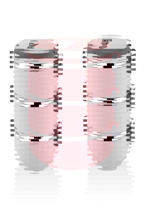 Rozi Freshbox 3-Layer Stainless Steel Bento Lunch Box (Pink)