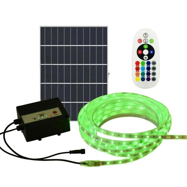 ENER-J 20 Meter Solar LED Strips with Silicon cover, IP65, 6V 12W Solar Panel with 12000 mAh battery, Remote Included. RGB