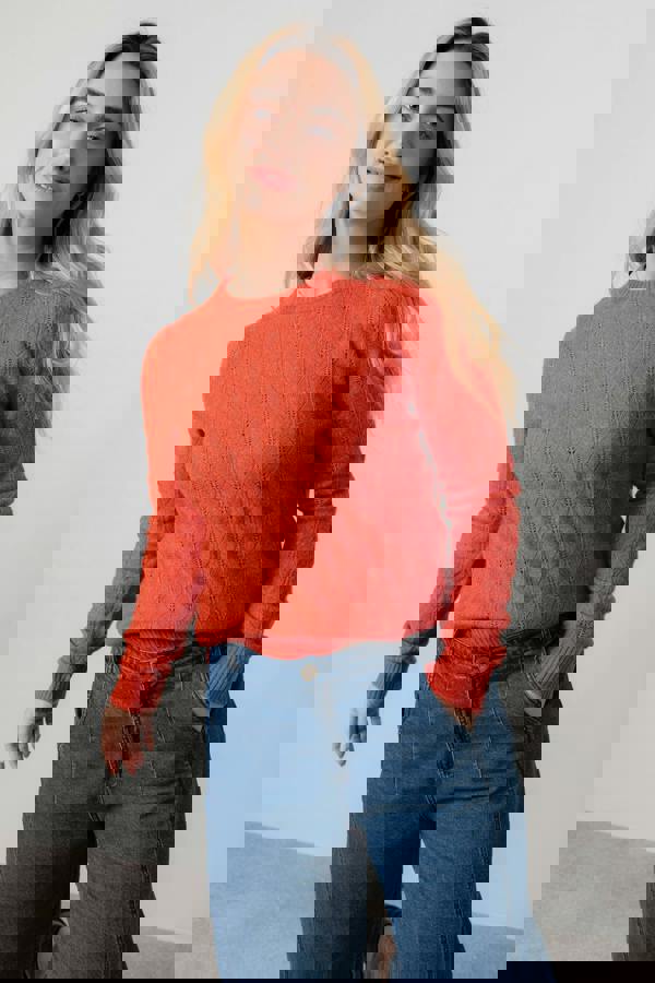 Lily & Me Harefield Pointelle Knit Jumper Red