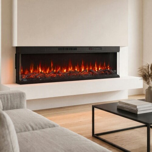 HOMCOM 153cm/60" 3-Sided Electric Fireplace Insert, Freestanding/Recessed