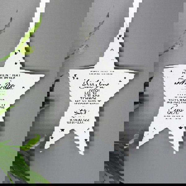 Personalised Memento Company Personalised Miss You Beyond The Stars Wooden Star Decoration