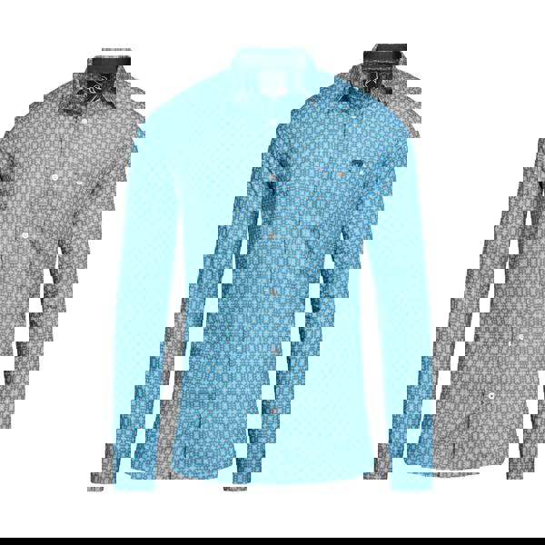 Raging Bull Mens Diamond Long-Sleeved Shirt - Denim Blue