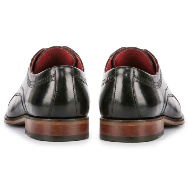 Justin Reess Everett - Men's Black Polished Leather Cap Toe Derby Shoes