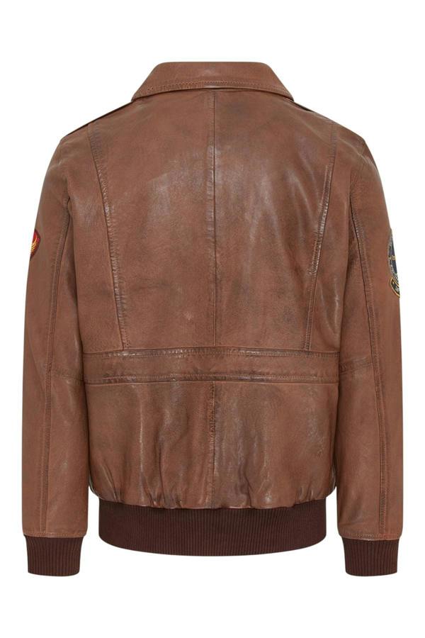 Infinity Leather Men’s Leather Bomber G-1 Aviator Collar Jacket  - Maverick