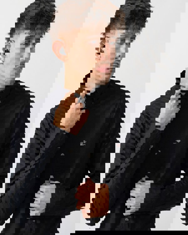 GANT Mens Slim Fit Long Sleeve Poplin Shirt - 5 Black