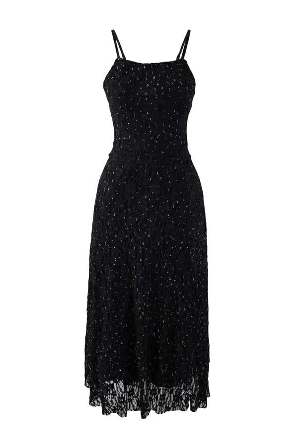 WOVCOR Lace and Tulle Lined Midi Dress with Stone Embellishments
