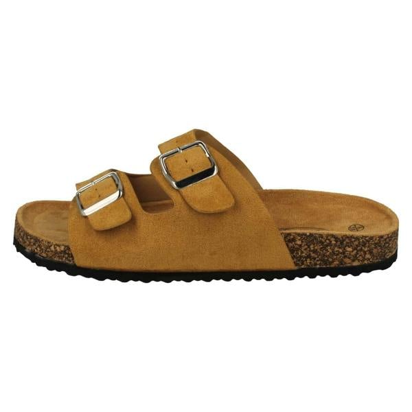 Spot On Ladies Spot On Double Buckle Detailed Mule Sandals F00412