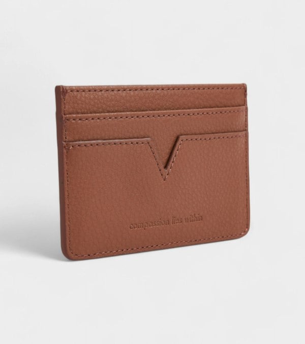 Votch Elia Vegan Bio-Based Bamboo leather card holder in brown