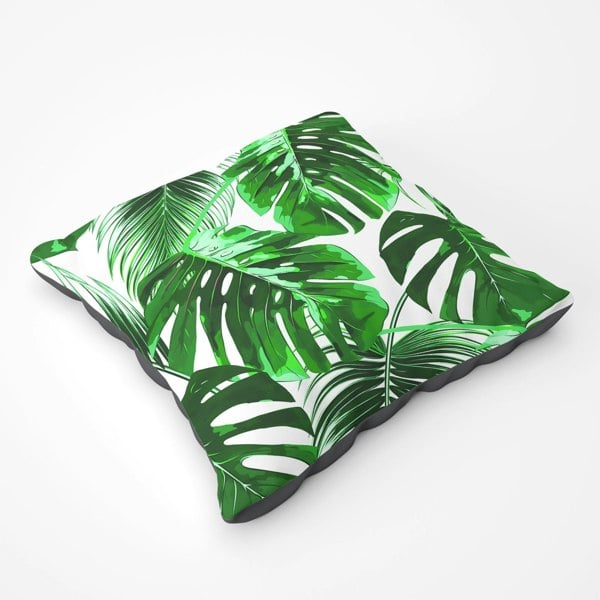 Warren Reed Tropical Jungle Leaf Pattern Floor Cushion