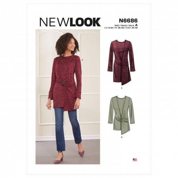 New Look Sewing Pattern 6686, Tops for Women, A (8-10-12-14-16-18-20) - Intermediate