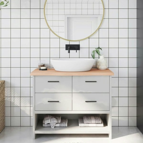 Berkfield Bathroom Countertop 100x30x4 cm Untreated Solid Wood