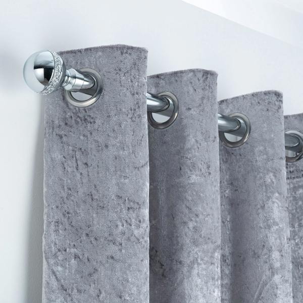 A.Unique Home Diamante Ball Extendable Curtain Pole (25/28mm) (Nickel,70cm - 120cm)