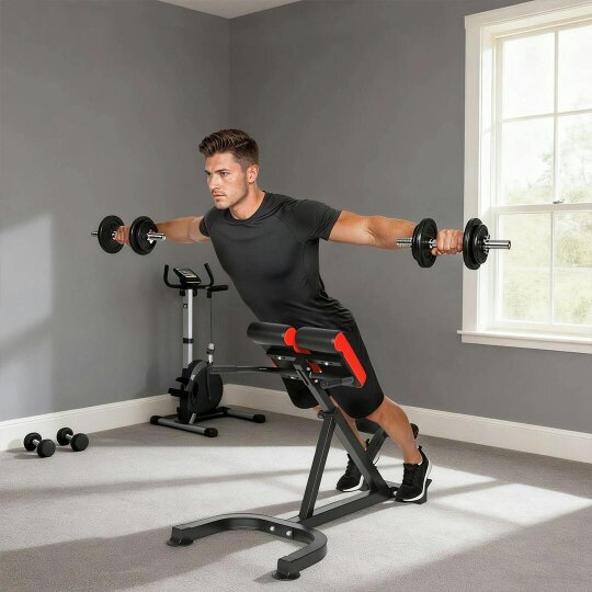 Havendro Roman Chair 5-Level Height Adjustable Back Extension Bench Red Exercise