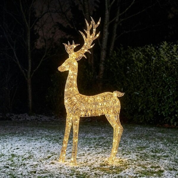 Garden Greatness Glistening Gold Reindeer with Warm White LED Lights