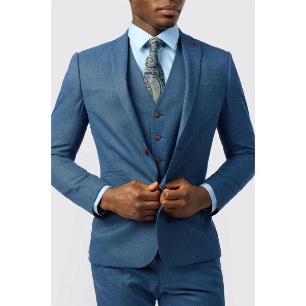 Antique Rogue Slim Fit Blue Texture Stretch Jacket