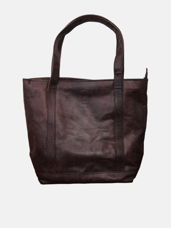 Berber Leather The Nador Tote Bag in Dark Brown