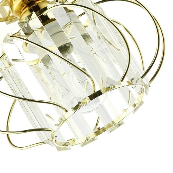 Modern Polished Gold Ceiling Light Fitting with Clear Crystal Glass Image 3