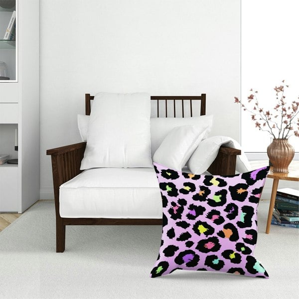 Warren Reed Pink Leopard Print Floor Cushion