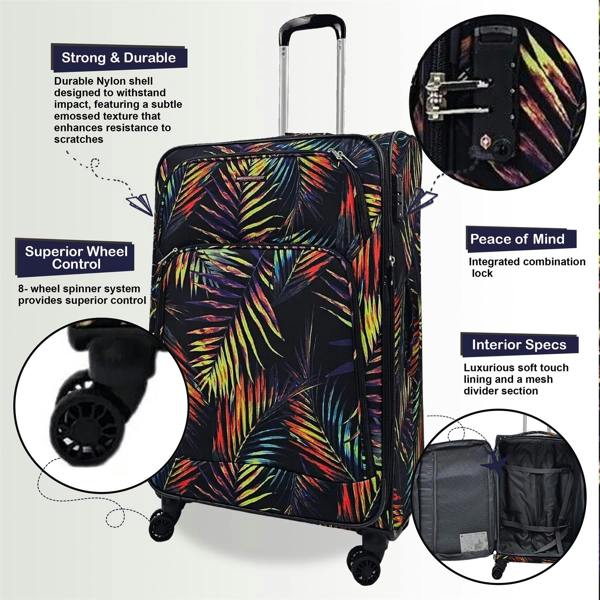 Eagle Luggage Lightweight Print Suitcases 8 Wheel Luggage Travel Soft Bags Set