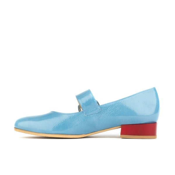 Embassy London Bliss - Light Blue - Women's block heel square toe patent leather comfort loafer