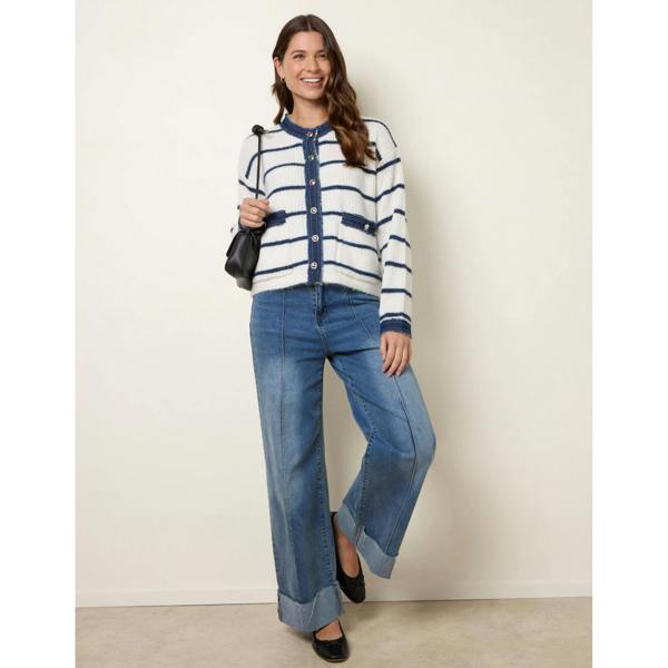 Blue Vanilla Stripe & Denim Cardigan
