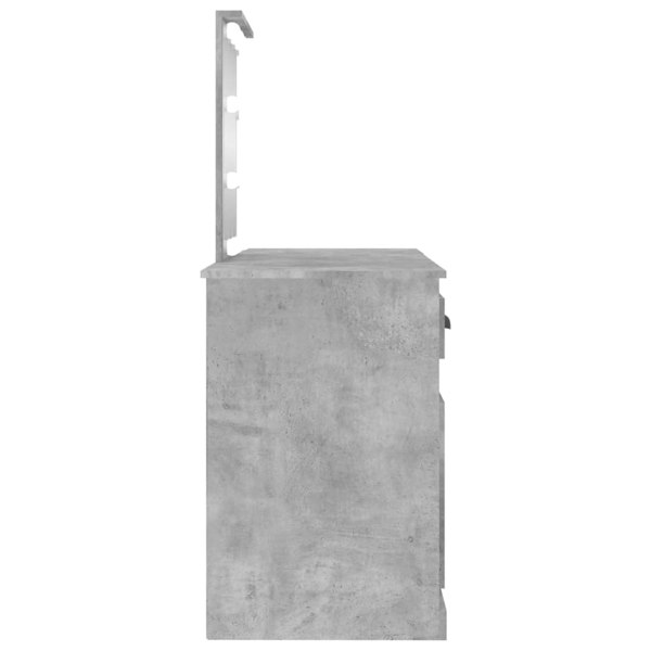 Berkfield Dressing Table with LED Concrete Grey 130x50x132.5 cm