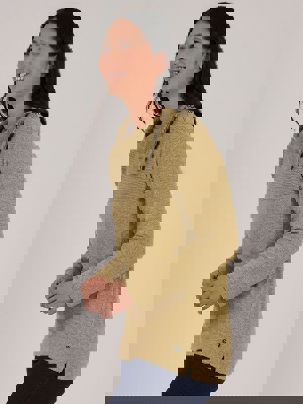 PennyPlain Zip Cowl Neck Rib Top - Pear