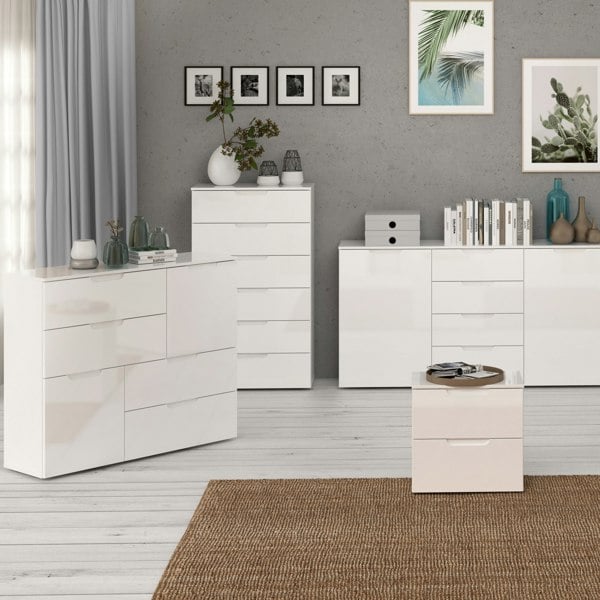 Furniture To Go Sienna Chest of 6 Drawers in White/White High Gloss