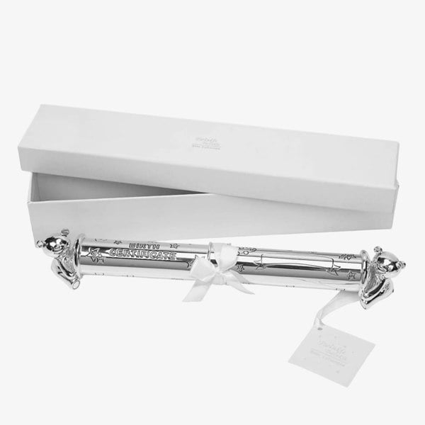 T. H. Baker Celebrations Twinkle Silver Plated Birth Certificate Tube Gift CG310C