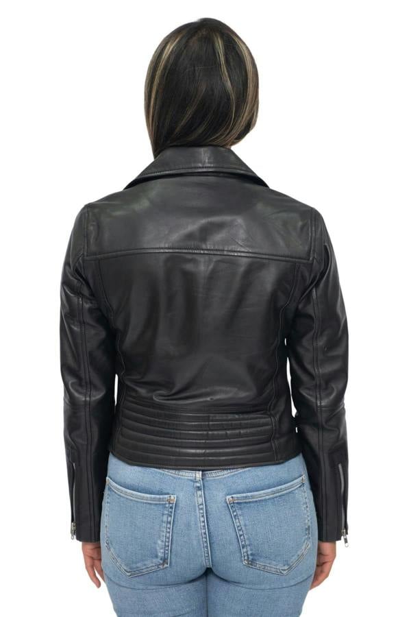 Infinity Leather Womens Classic Red Nappa Leather Retro Biker Jacket-Bergen