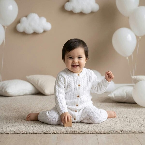Mini Cuddles Solid Romper (White)