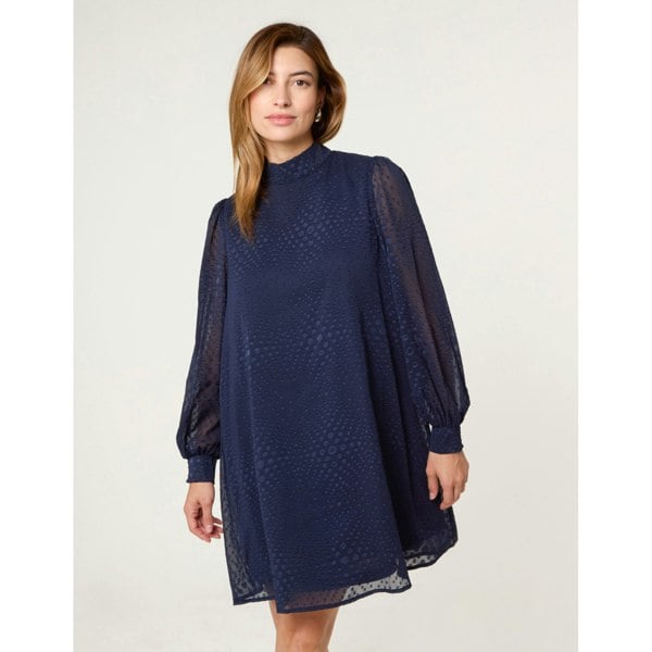 Blue Vanilla High Neck Shift Dress