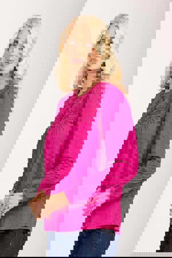 Tie Neck Embroidered Top