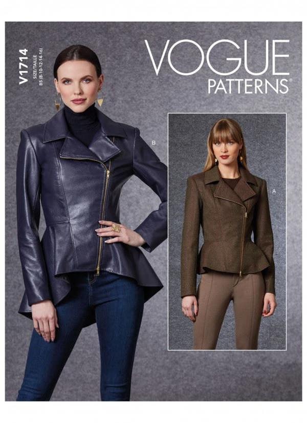 Vogue Sewing Pattern 1714, Jackets for Women, B5 (8-10-12-14-16) - Intermediate