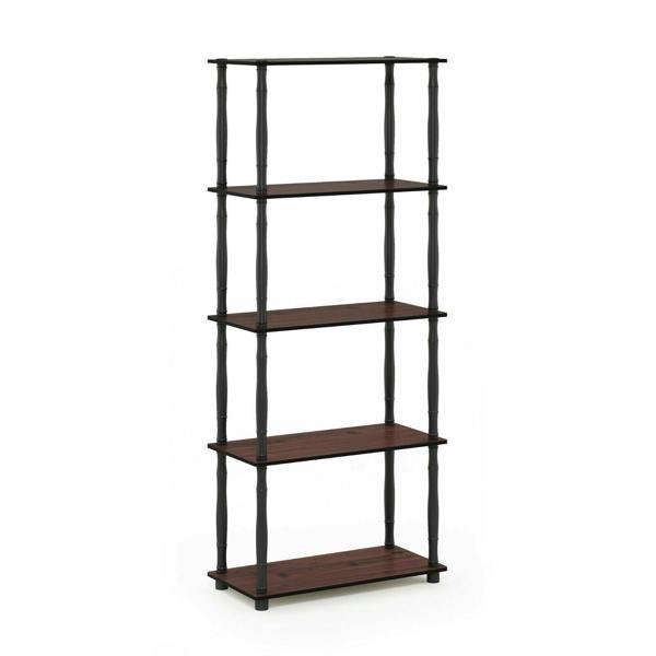 WALPLUS Turn-N-Tube 5-Tier Multipurpose Shelf Display Rack with Classic Tubes, Dark Cherry/Black perfect for organized storage and display