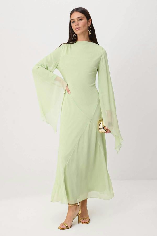 Princess Sleeve Boat Neck Maxi Dress