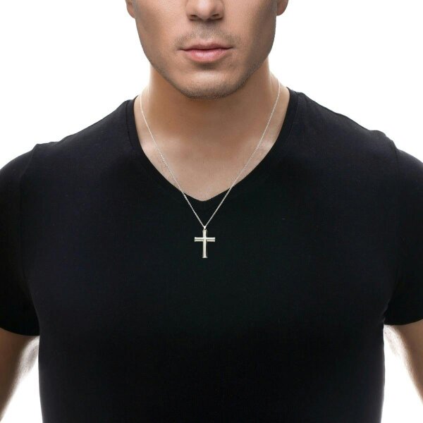Christopher James of London Sterling Silver Column Cross Pendant And Optional Chain