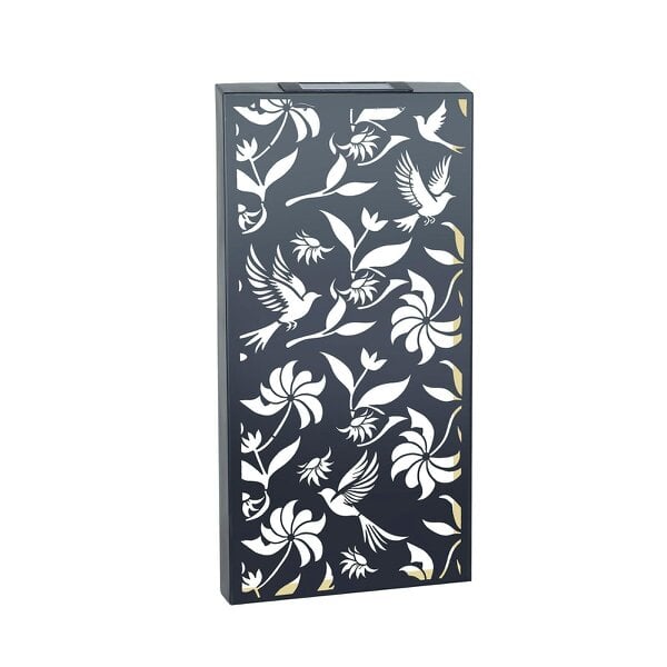 EDH Door Hardware Large Solar Wall Panel with Birds Outdoor Metal Wall Art with Warm LED Light Weatherproof Garden & Patio Décor
