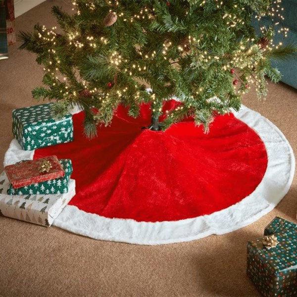 Samuel Alexander 1.2m Red and White Soft Fabric Traditional Christmas Tree Skirt